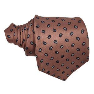 Kuppenheimer Vintage Silk Necktie Italian Pinkish Brown & Blue Geometric Pattern